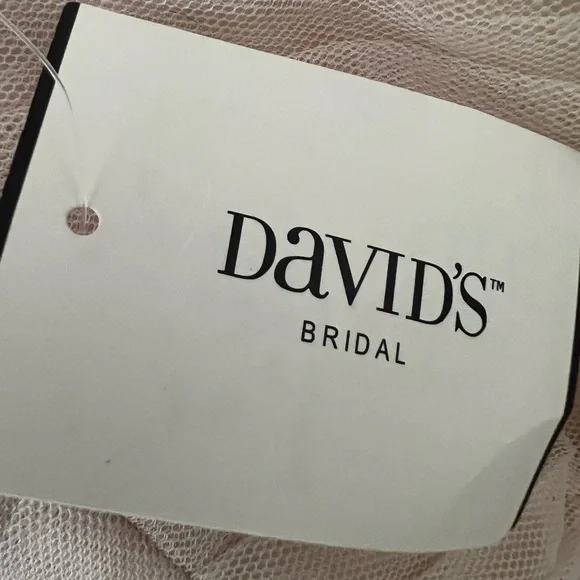 NWT David’s Bridal Galina Pleated Tulle Mermaid Champagne Wedding Dress Size 8 - Picture 7 of 9